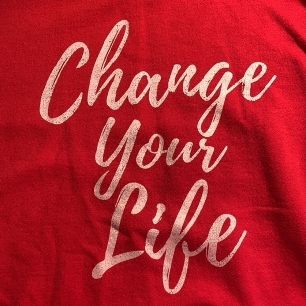 RED Crewneck Sweatshirt Change Your Life Size XXL EUC No Size Tag #0324